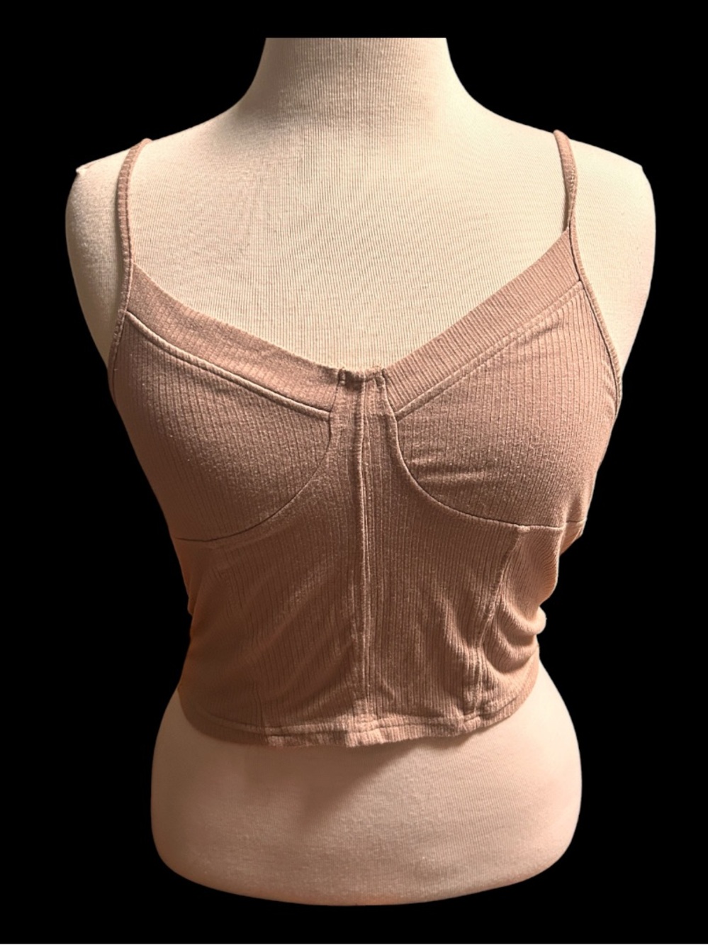 Justify Neutral Ribbed Cropped Camisole in Taupe